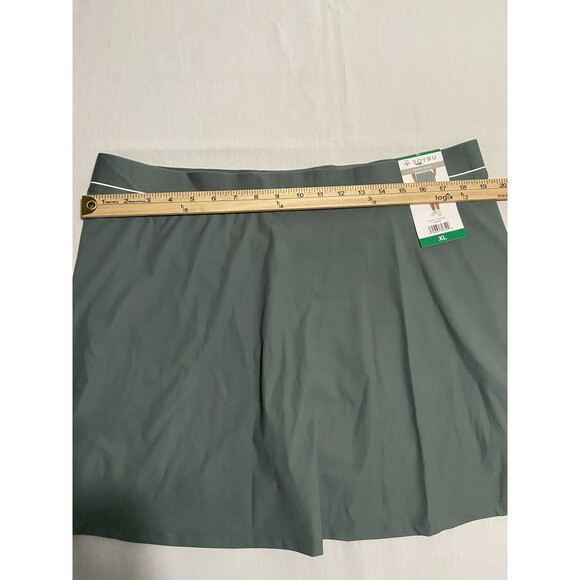 Women’s XL Green Resort Skort 4 Pockets 2 Zip Pull On Stretch White Stripe SOYBU - Picture 3 of 3